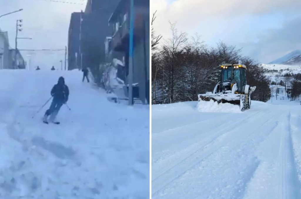 Fuerte temporal de nieve en Ushuaia