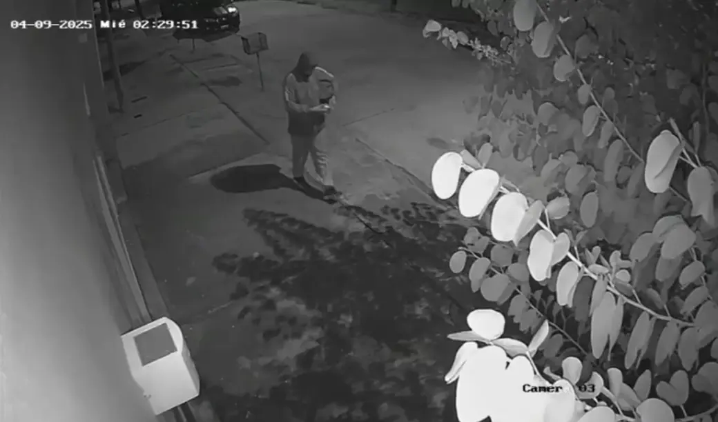 Imágenes de uno de los delincuentes en la cámara de seguridad del sector.