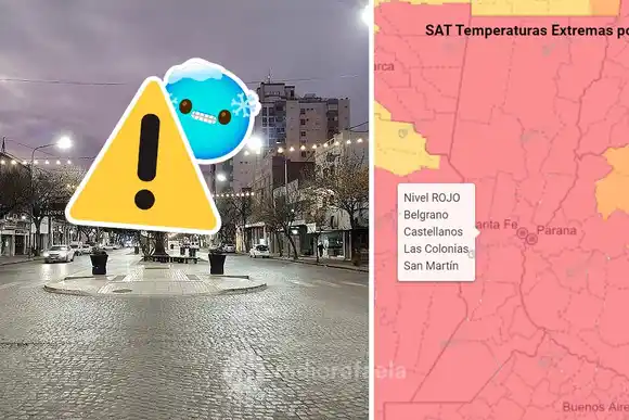 Elevan alerta roja por bajas y extremas temperaturas en Rafaela y la región