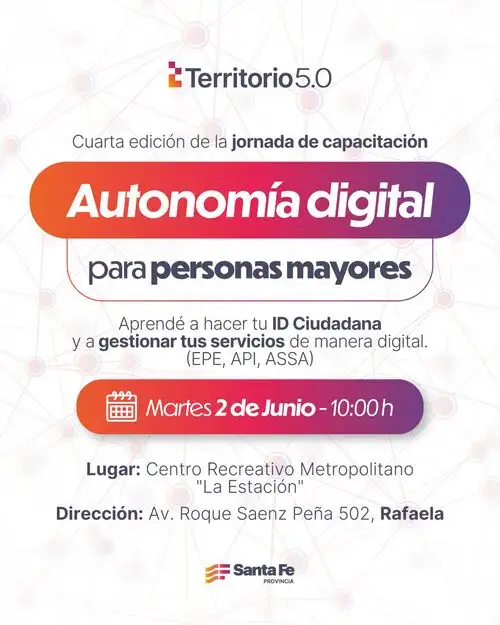 Rafaela será sede de una jornada gratuita sobre autonomía digital para personas mayores