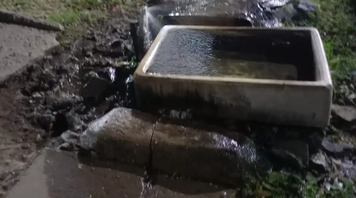 Agua que brota en Plaza Belgrano