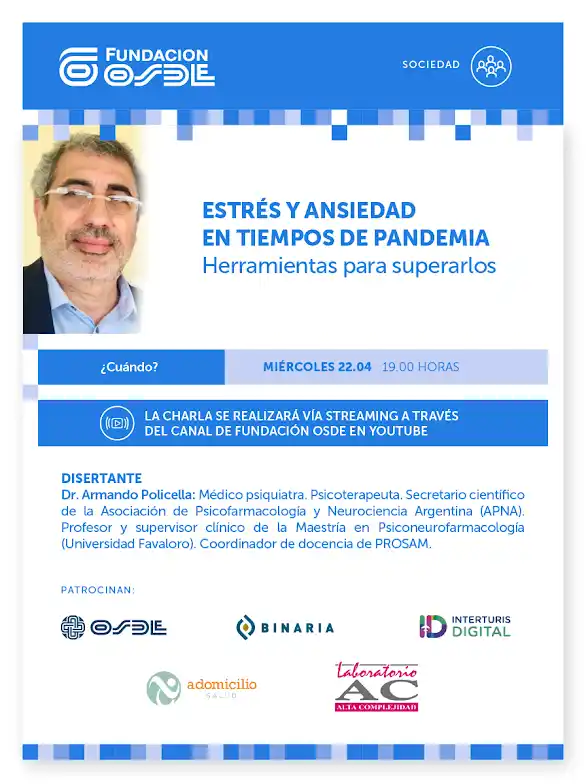 Invitación ala charla estrés y ansiedad en tiempos de pandemia