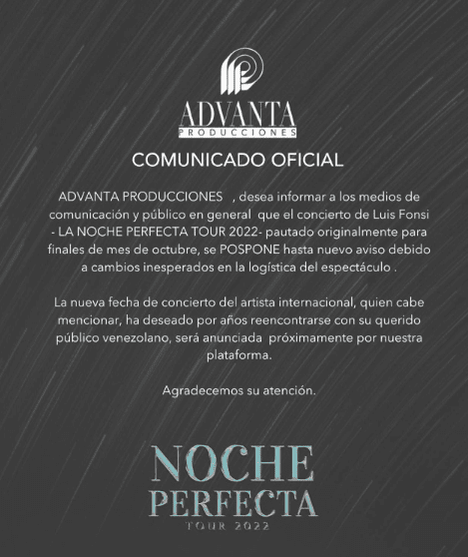 Advanta era la productora que presentaría a Fonsi en 2022. Foto Instagram