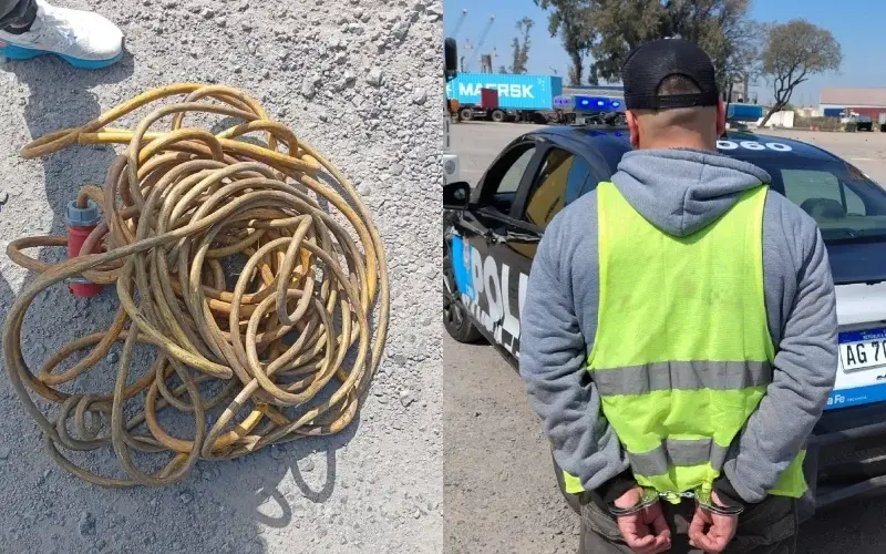 Se bajó de un camión en el puerto, robó cables de alta tensión y terminó detenido