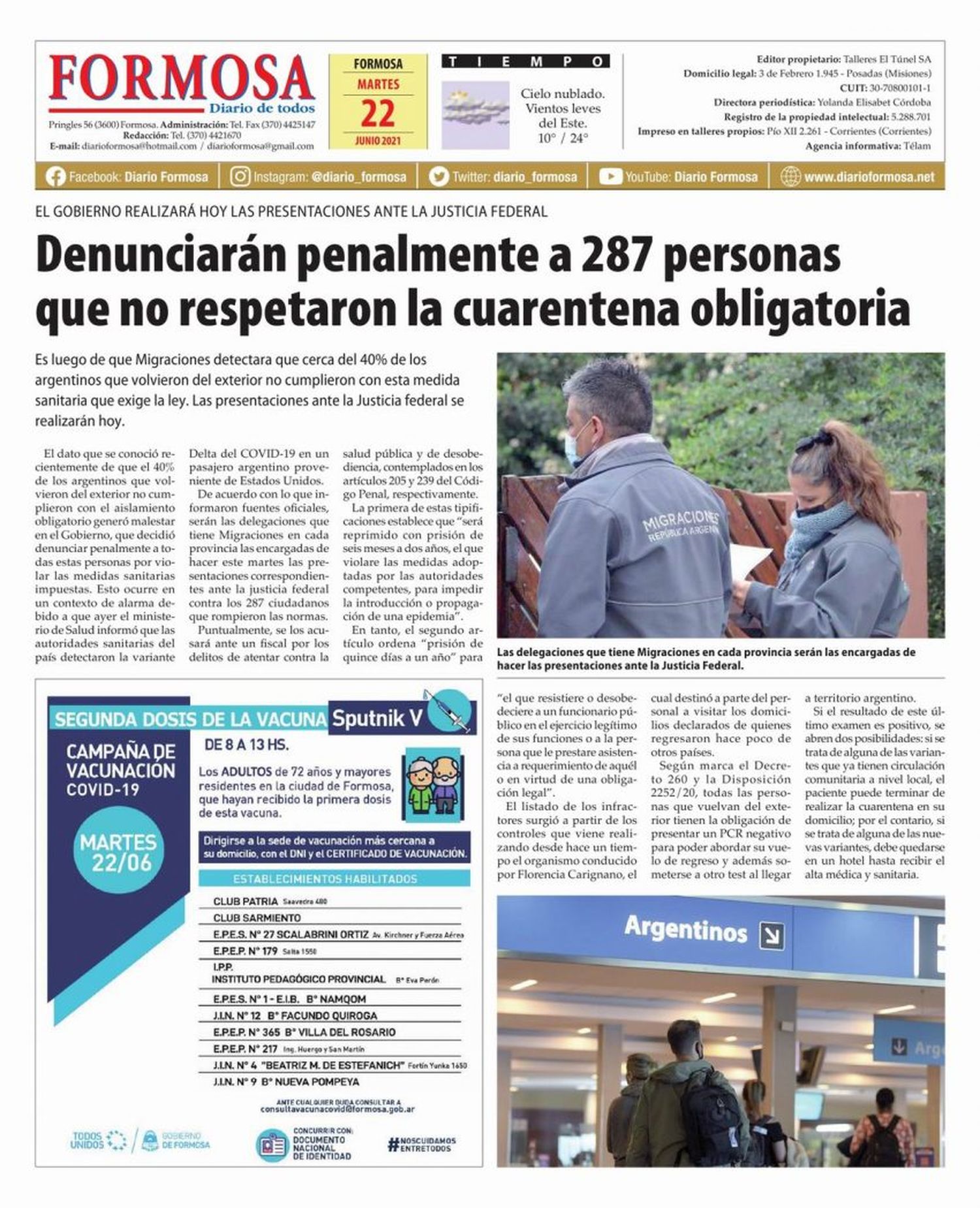 Tapa y Contratapa 22 de junio de 2021