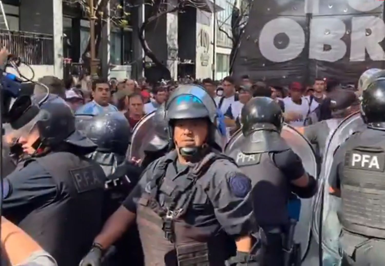 La policía Federal en la manifestación