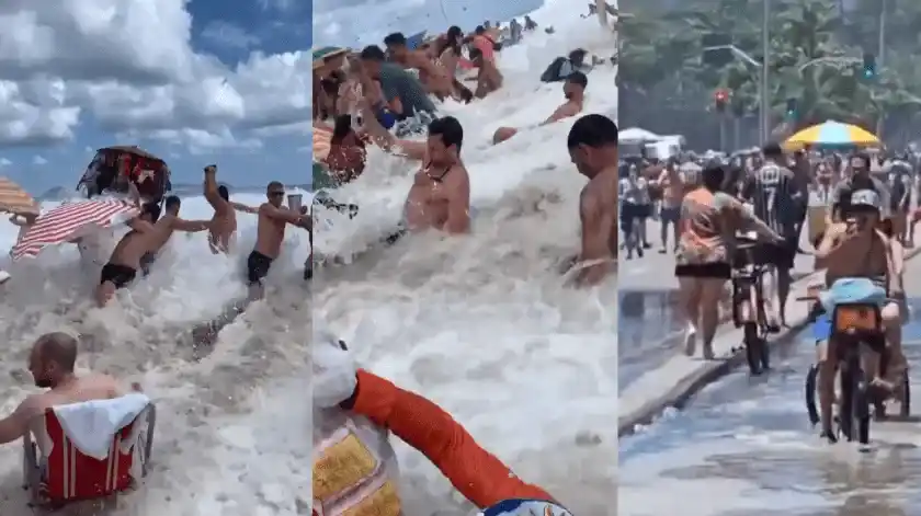 El agua llegó a invadir la vereda, la ciclovía e incluso se adentró en las calles aledañas.