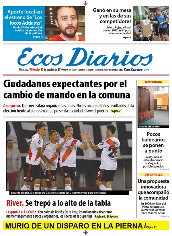 Tapa del 30 de octubre de 2019