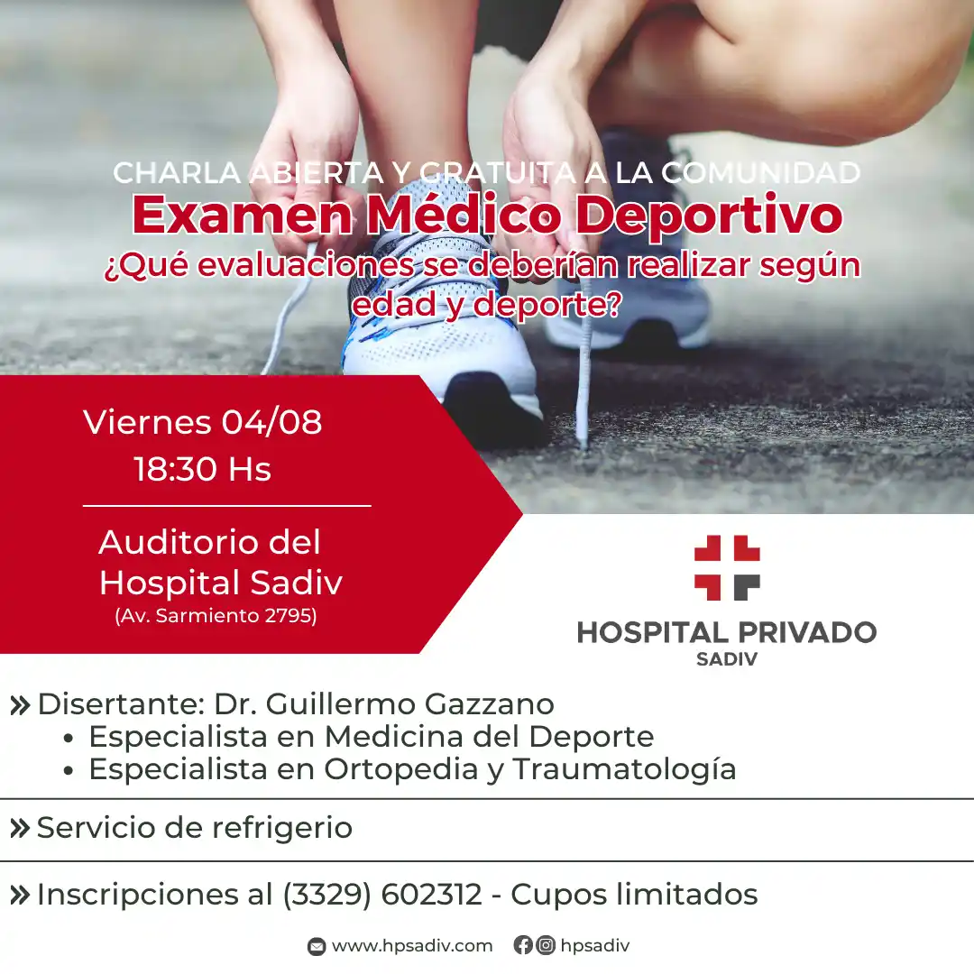 Charla gratuita sobre exámenes médicos deportivos en el Hospital Sadiv