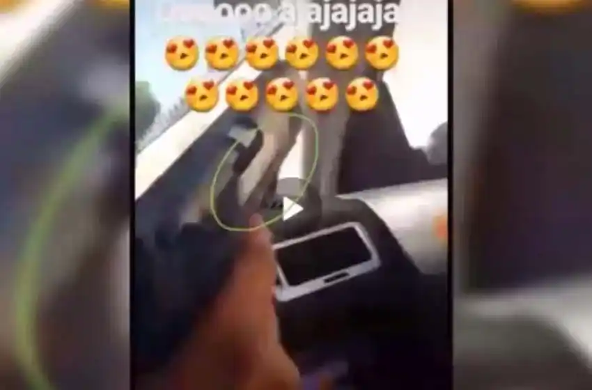 Una pareja se filmó manejando, con un arma y tomando alcohol