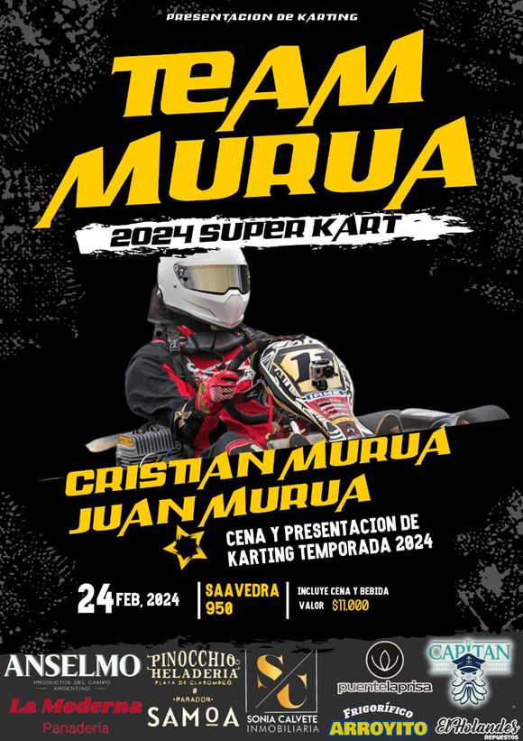 Cristian Murua y Juan Murua presentan sus karting con una cena