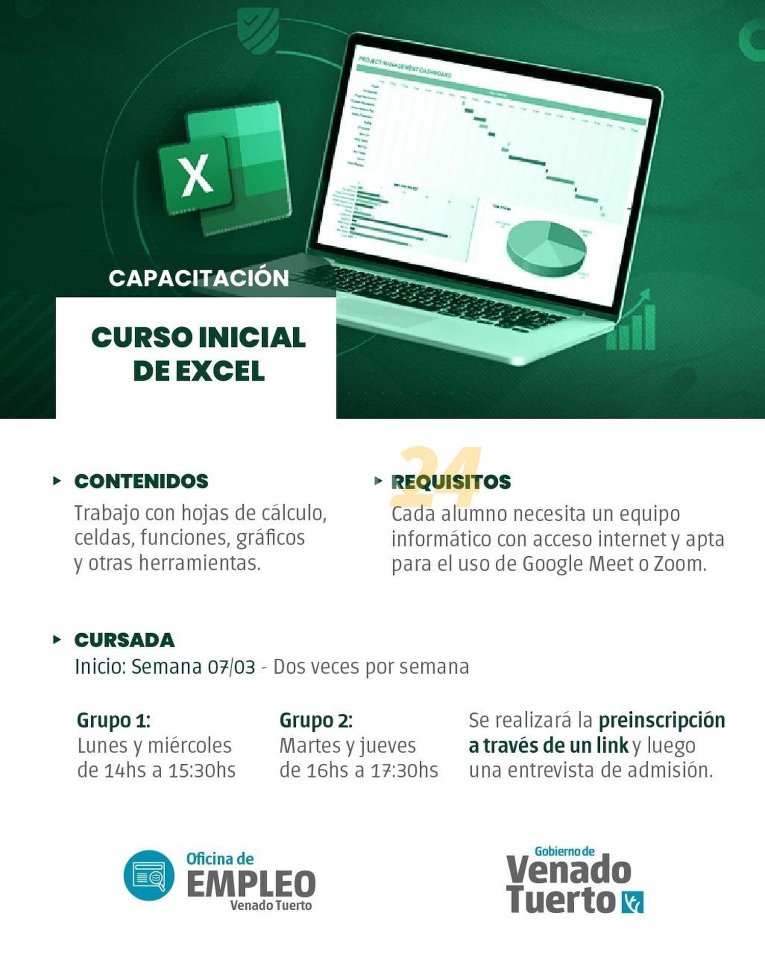 El gobierno de Venado Tuerto lanza un nuevo curso inicial de Excel básico