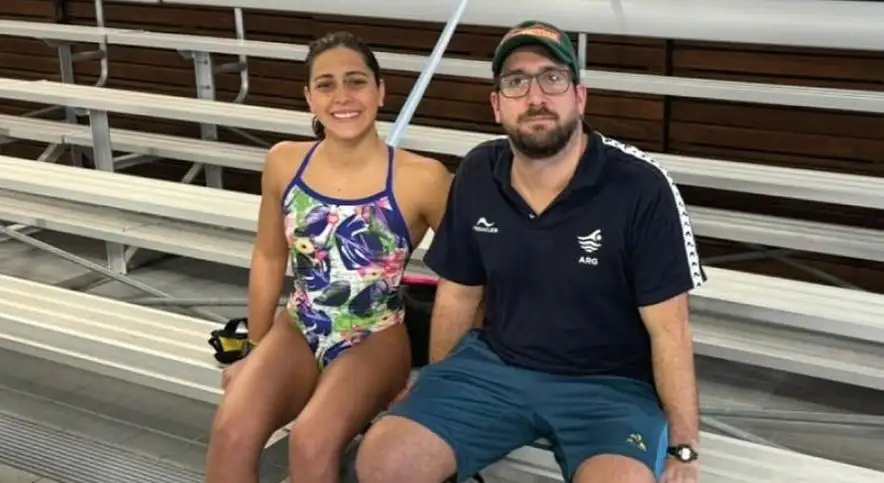 Catalina Acacio junto a su entrenador Federico Ané.