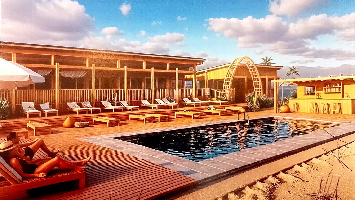 Instalaciones. Una imagen de lo que sería en el futuro el balneario quequenense