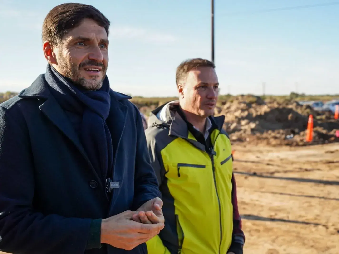 El gobernador Maximiliano Pullaro recorriendo las obras en Recreo de cara a los Juegos Suramericanos 2026.  Foto: Prensa Juegos Suramericanos.