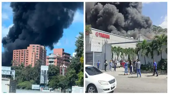 INCENDIO de GRAN MAGNITUD en un depósito de motos al suroeste de Caracas (+Video)