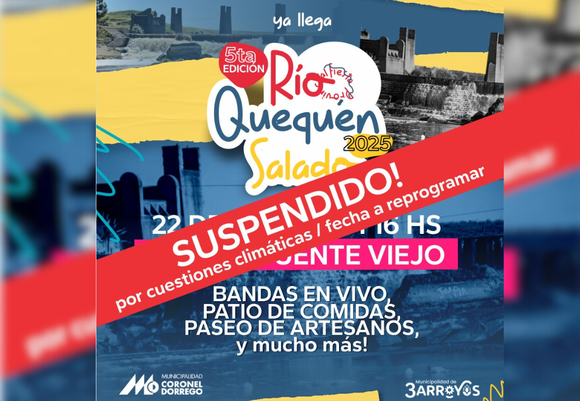 Se suspende la 5ta Edición de la Fiesta Provincial Río Quequén Salado