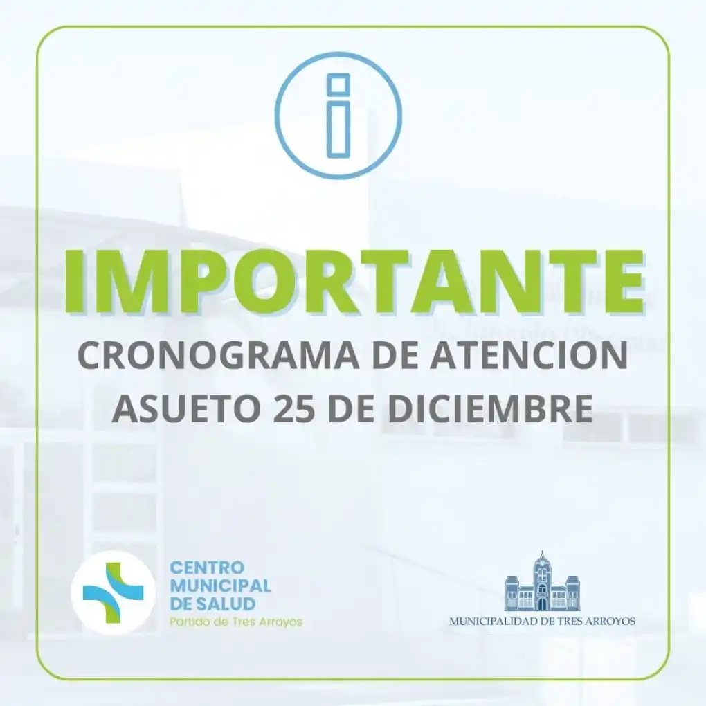 Atención del Centro de Salud el 25:  emergencias atenderá las 24 horas