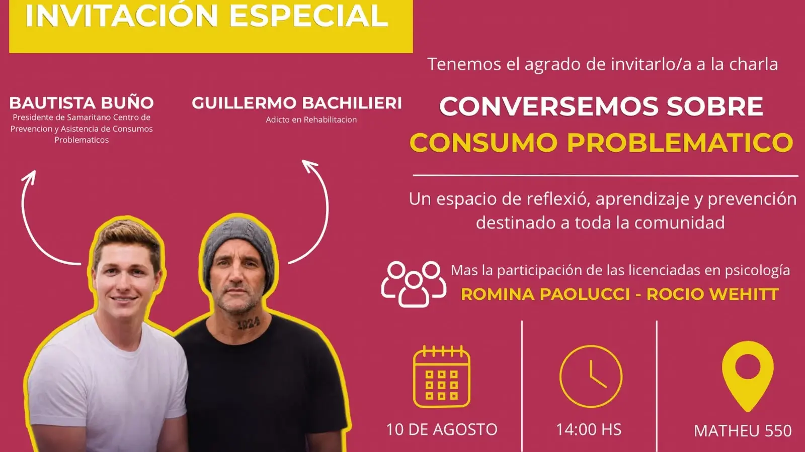 Charla abierta sobre consumos problemáticos