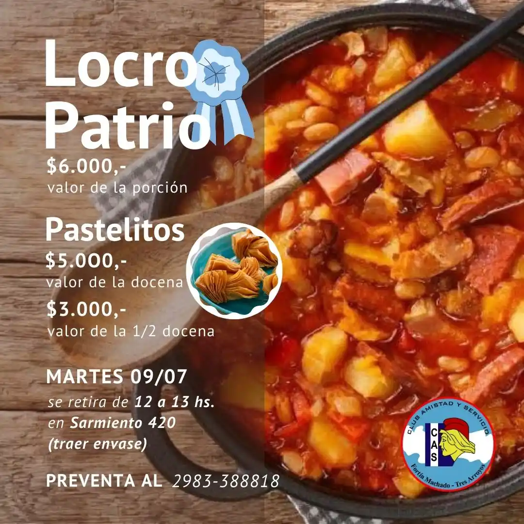 El CAS Fortín Machado prepara su locro patrio para el 9 de Julio