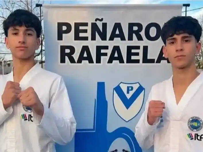 Benjamín  y Santino Valler convocados a la Selección argentina de Taekwondo. Foto: Peñarol