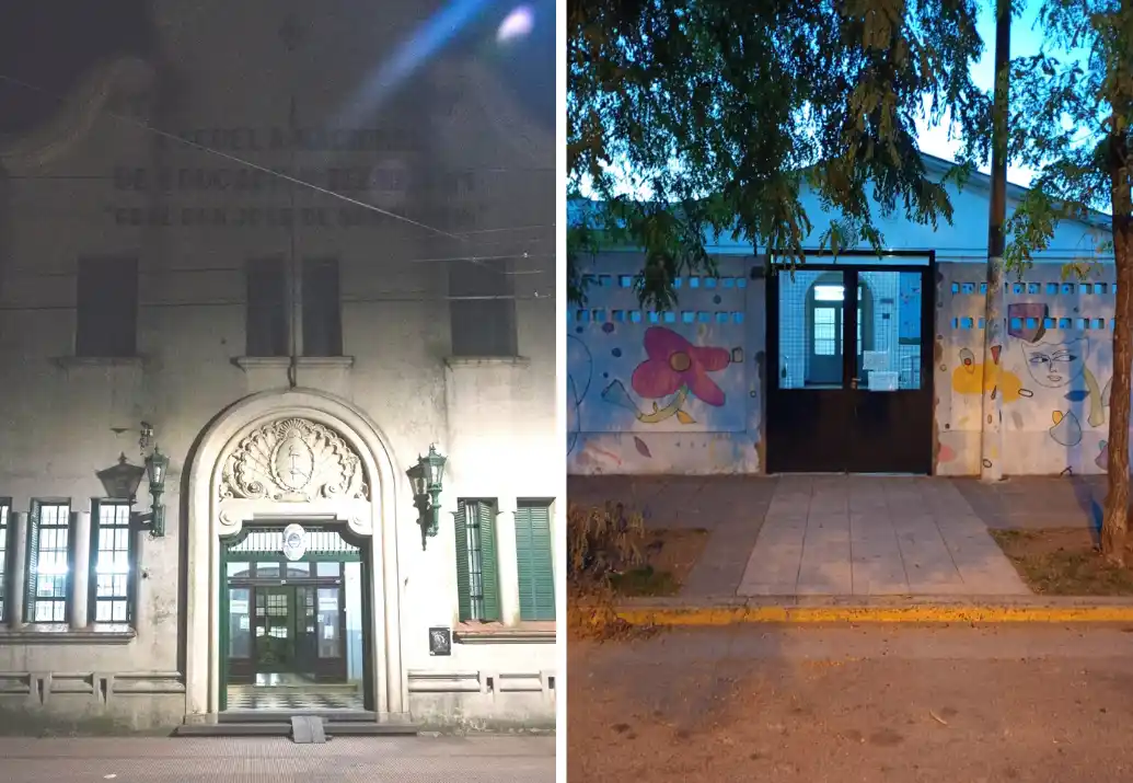 La Escuela de Educación Técnica Nº1 y la Escuela Secundaria Nº6, donde ayer fueron halladas amenazas de tiroteo
