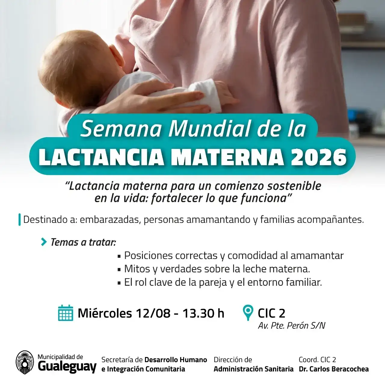 Semana de la Lactancia Materna: el CIC II realiza una jornada para embarazadas y familias