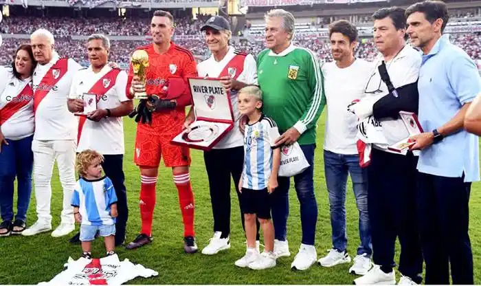Passarella volvió al Monumental  en el festejo de los campeones del mundo