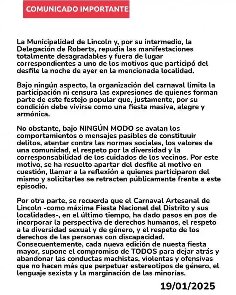 comunicado Lincoln