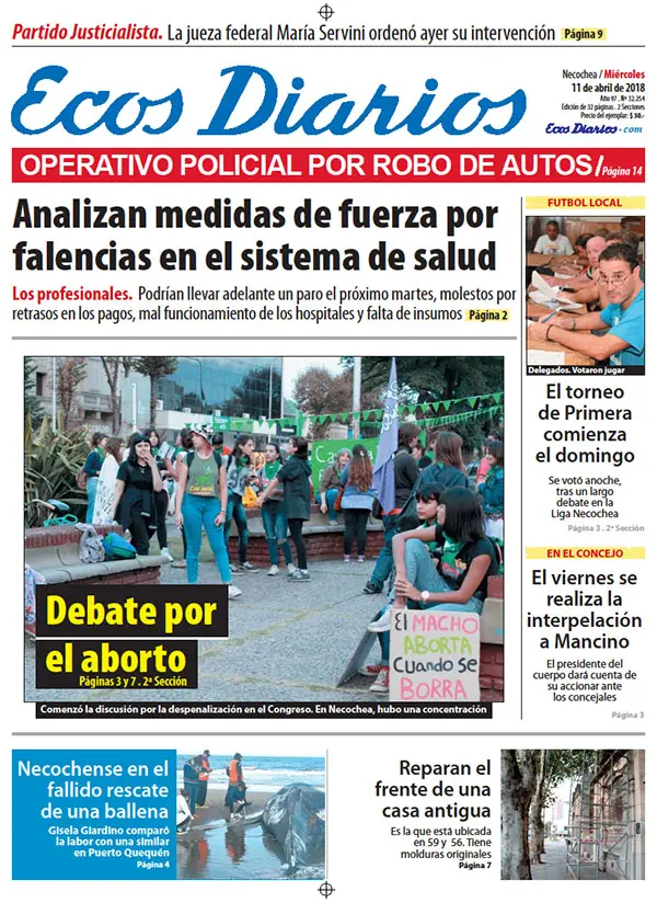 Tapa del 11 de abril de 2018