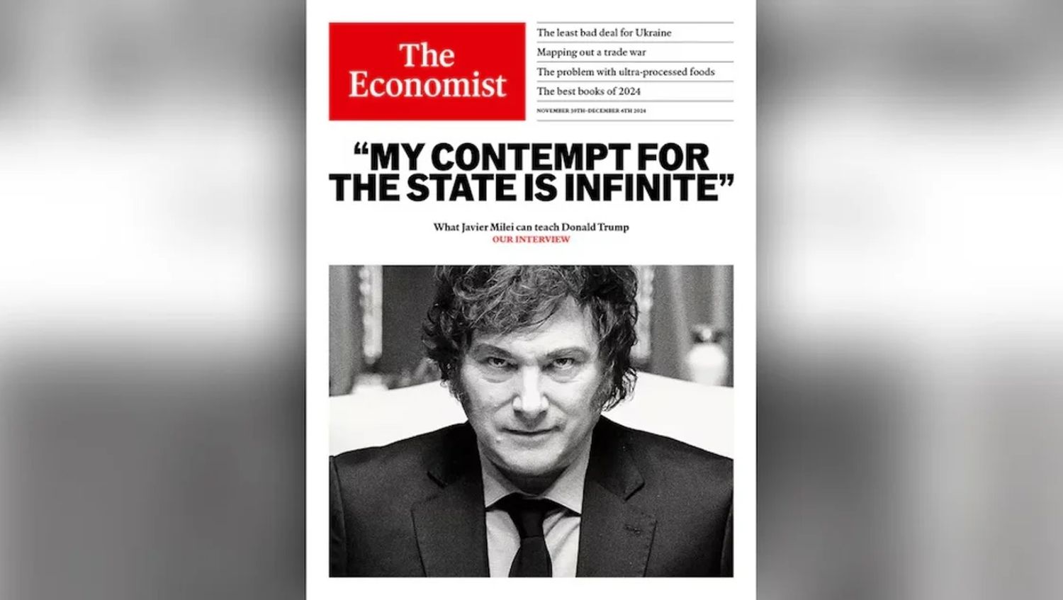 Milei, en la tapa de The Economist: "Mi desprecio por el Estado es infinito"