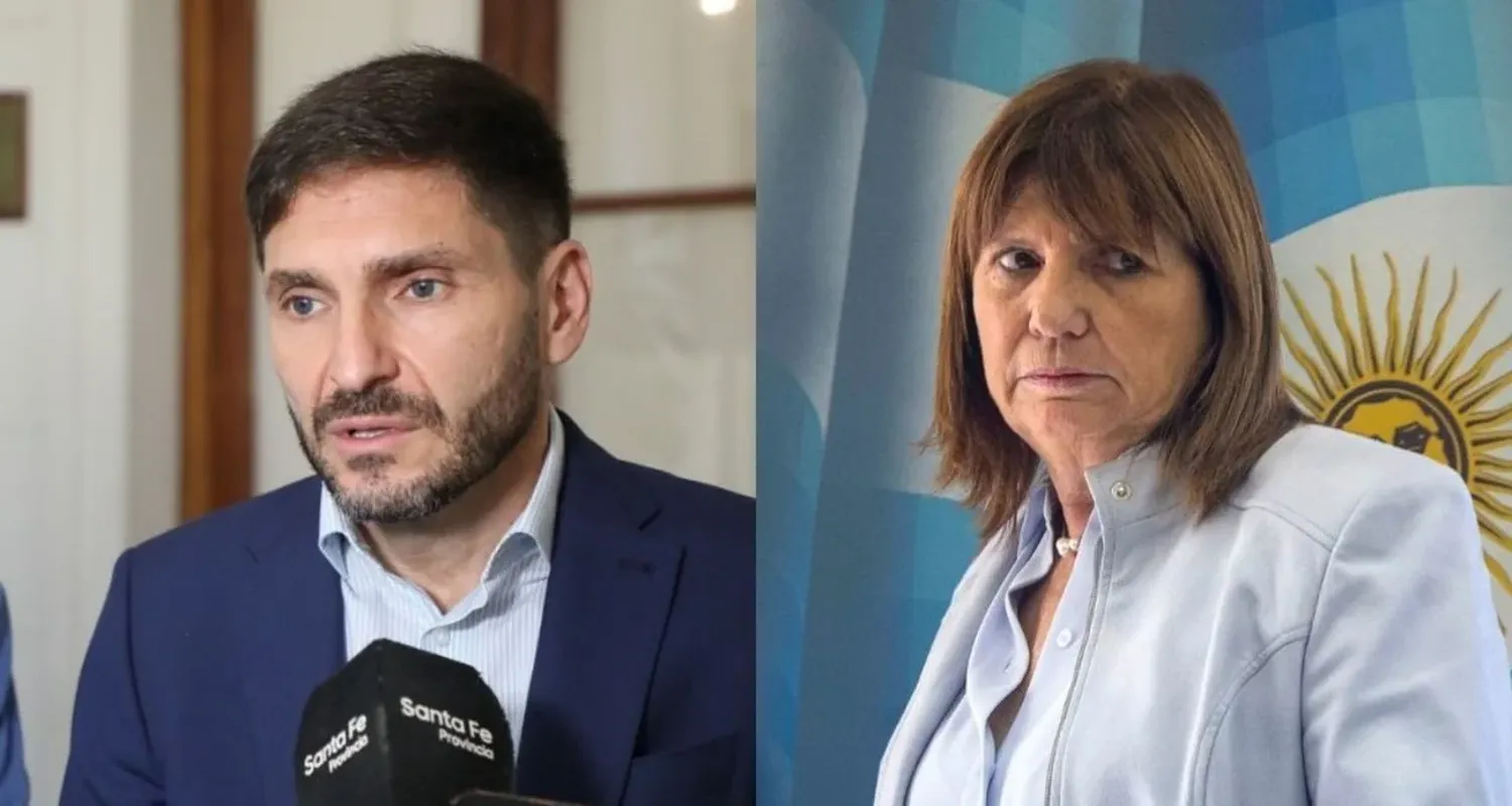 El gobernador de Sanra Fe, Maximiliano Pullaro, y la ministra de Seguridad, Patricia Bullrich.