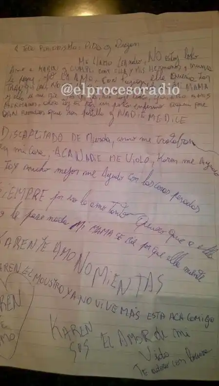 Estremecedora carta del parricida: ''El monstruo ya no vive más''
