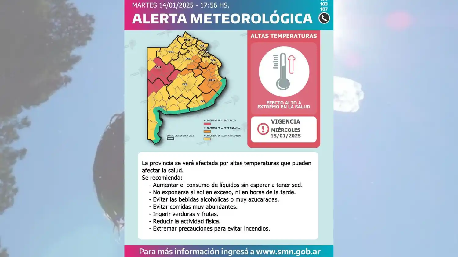 La mayoría de los distritos de la provincia de Buenos Aires están bajo alerta meteorológico.