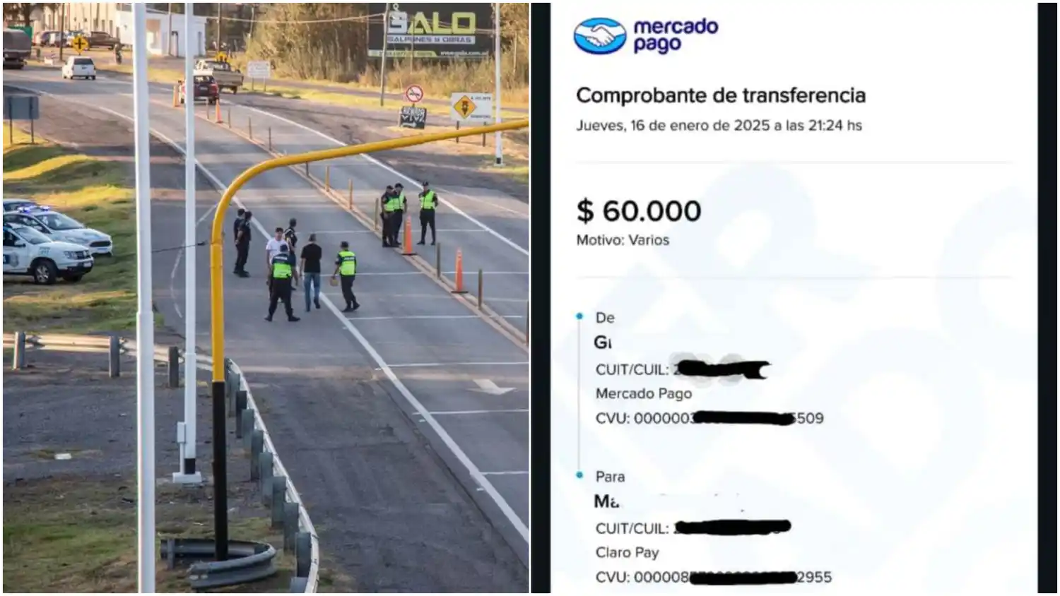 El agente recibió una transferencia de 60 mil pesos.