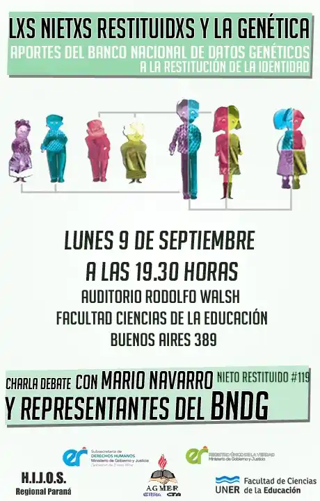 Representantes del Banco Nacional de Datos Genéticos estarán en Paraná brindando una charla sobre nietos restituidos