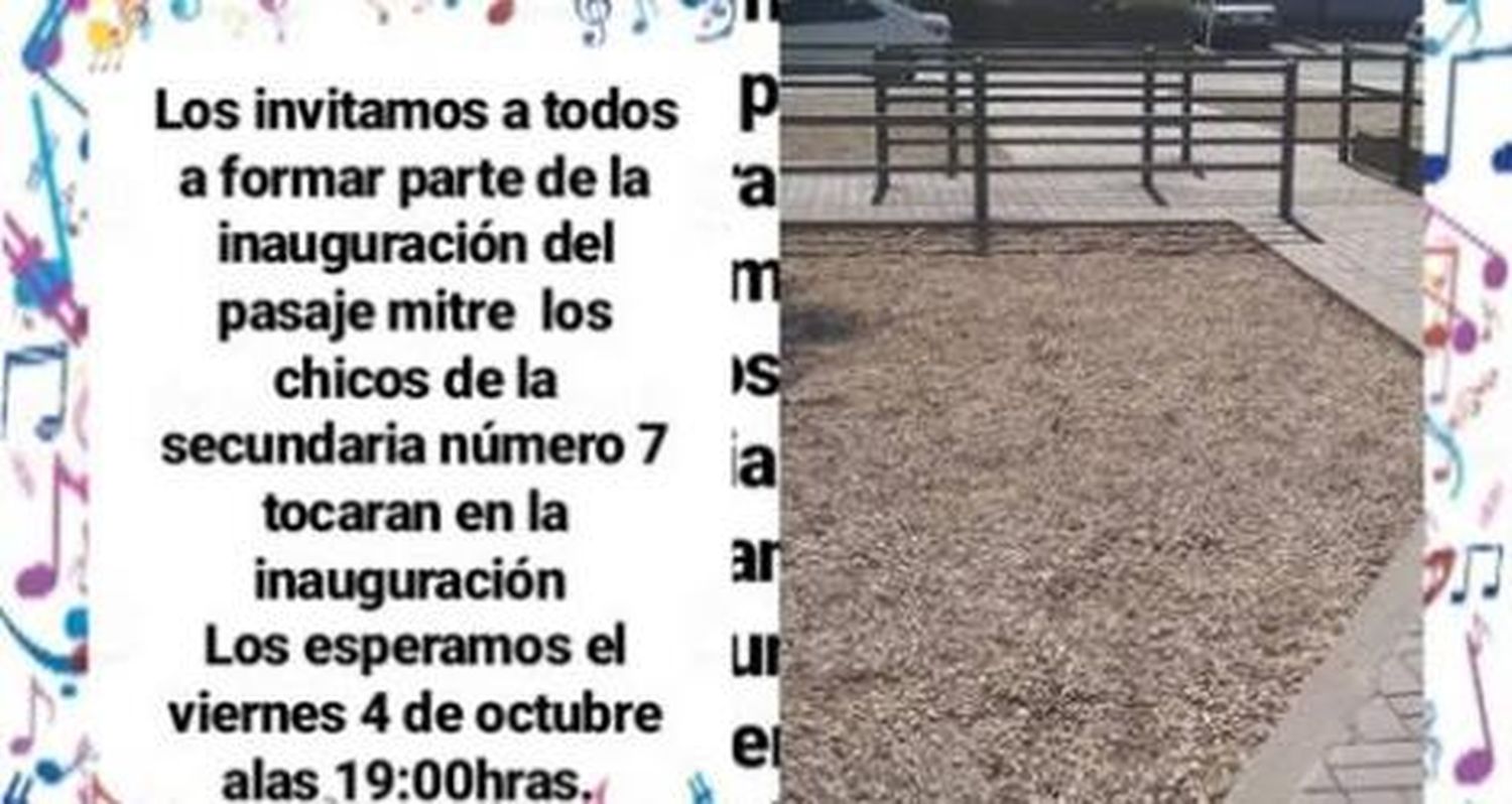 Inauguración del pasaje lindero a la Escuela 7, suspendida