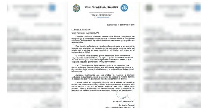 La UTA adhiere al paro general convocado por la CGT