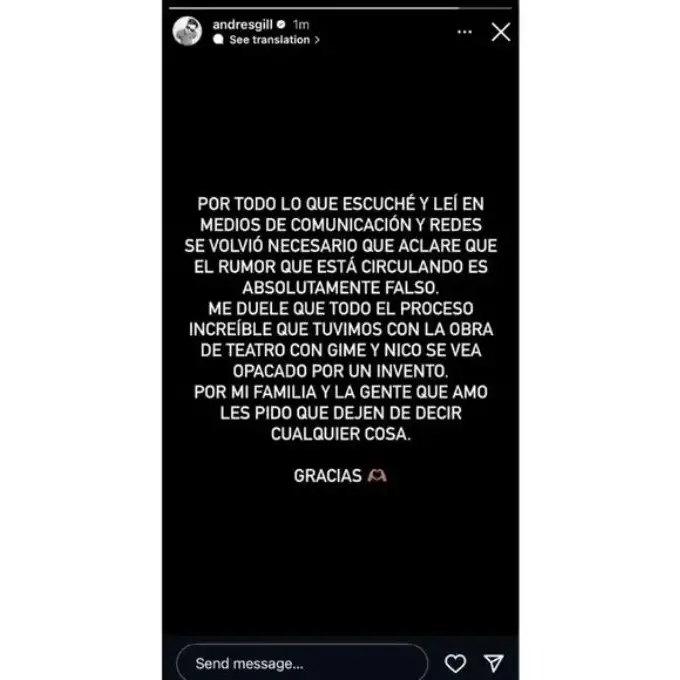 Andrés Gil negó un supuesto romance 2