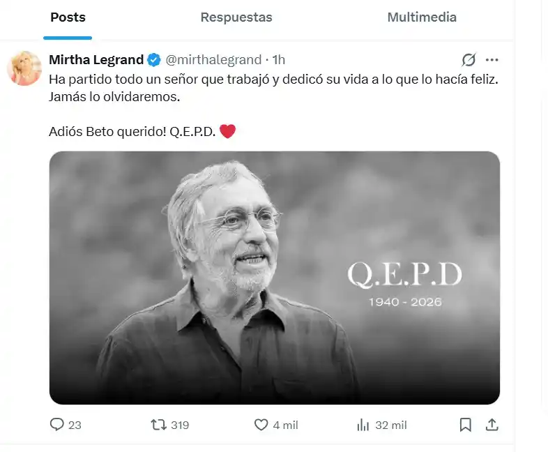 Mirtha Legrand despidió a Luis Brandoni en X