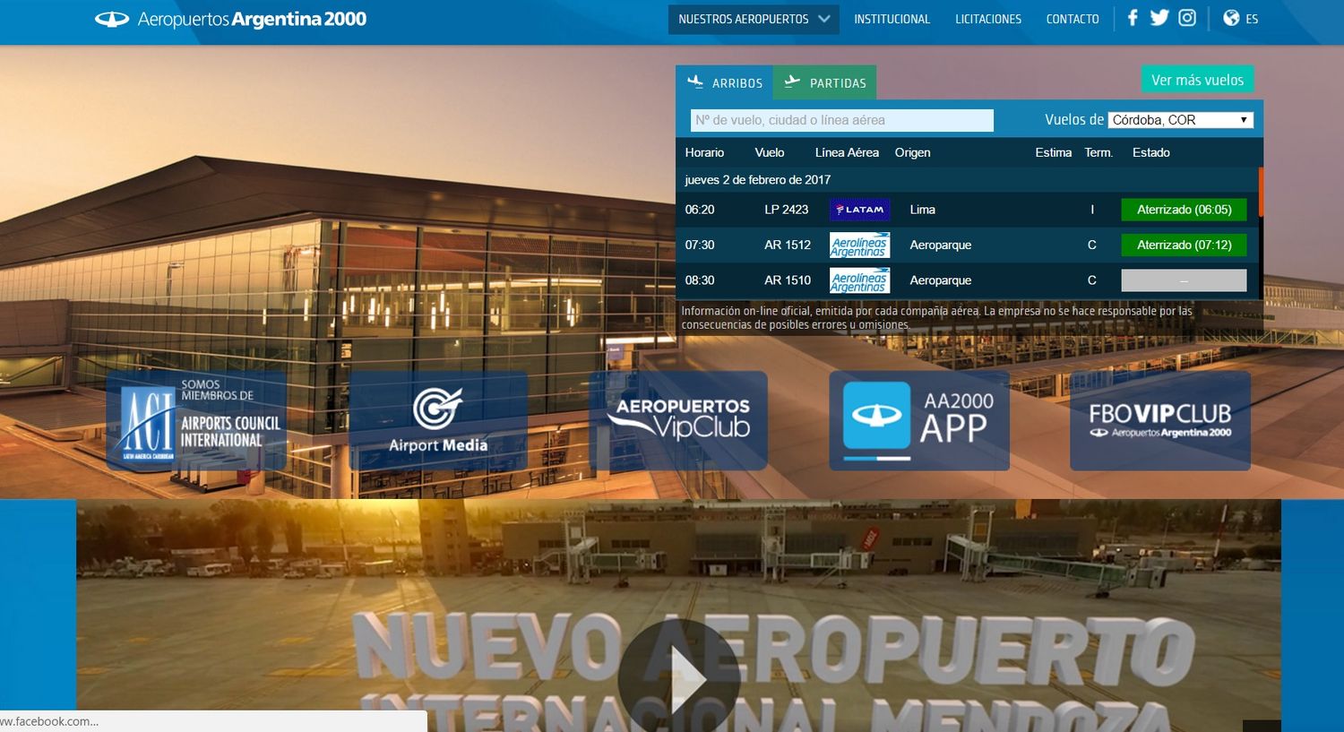 Aeropuertos Argentina 2000 renovó (¡por fin!) su sitio web