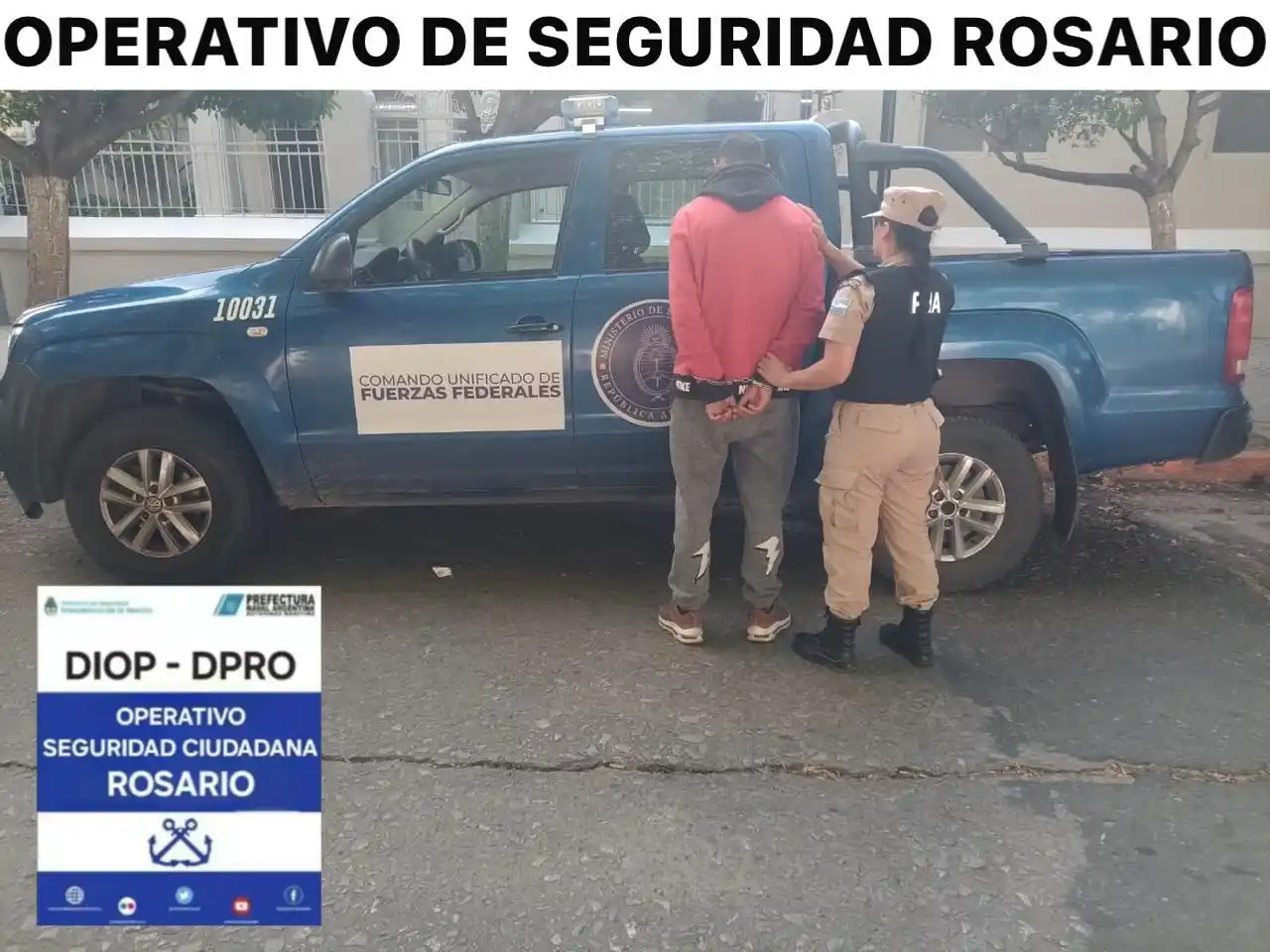 Un detenido con cocaína durante un operativo policial en la zona sur de Rosario