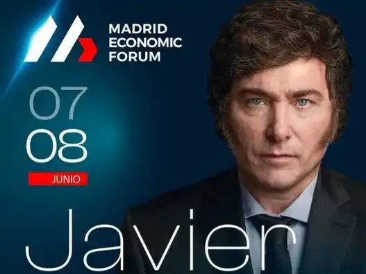 Estrella. Banner del Madrid Economic Forum con Milei como protagonista.
