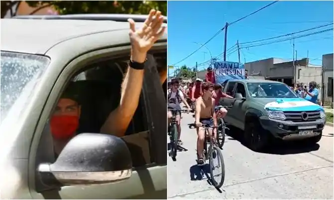 Lobos: Una caravana recibió a Manuel Andújar tras ganar el Dakar