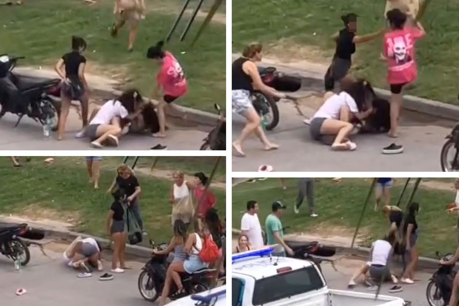 Feroz pelea entre mujeres en la esquina de 3 de Febrero y Noseda.