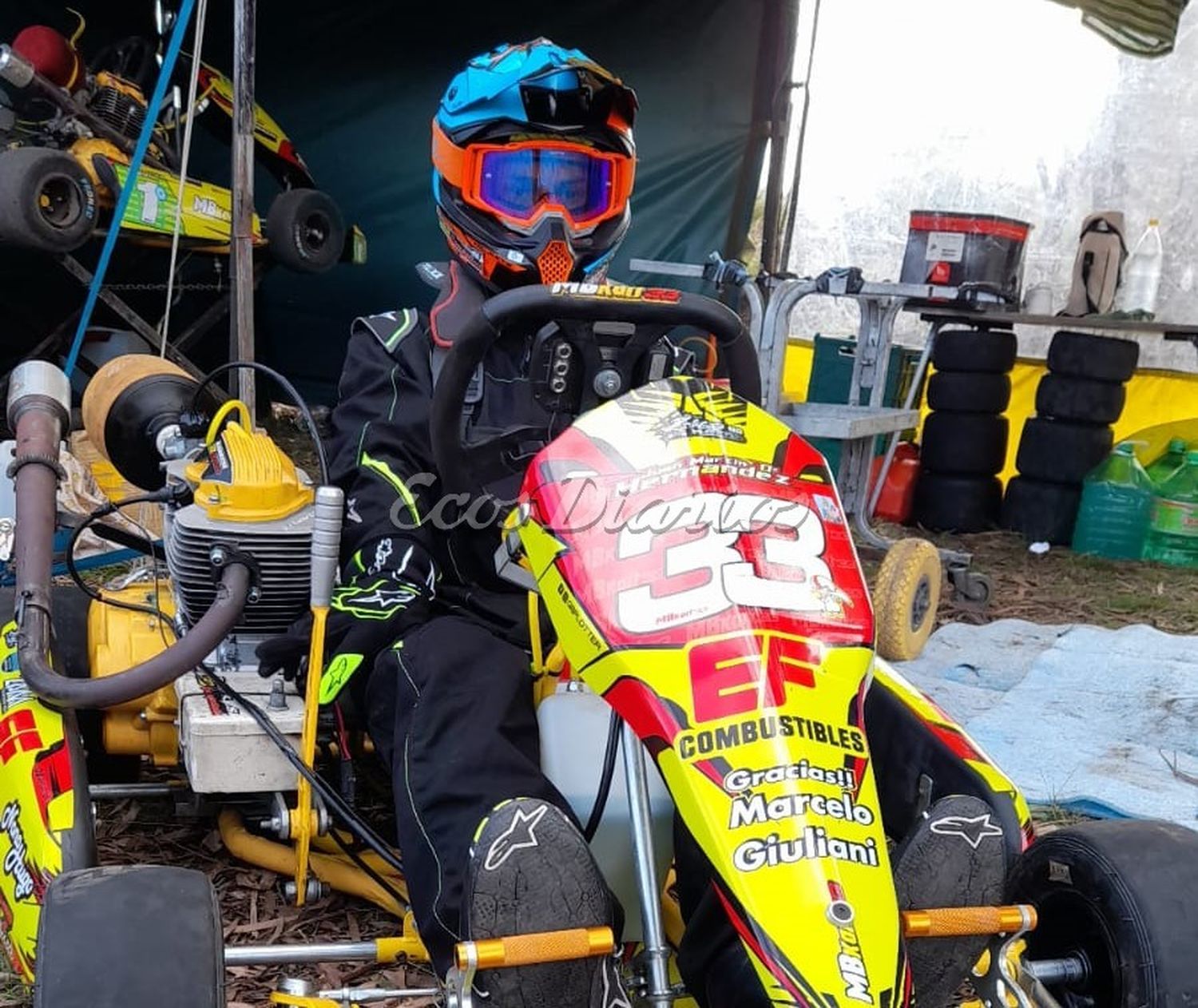 Juan Martín Hernández, en su karting número 33