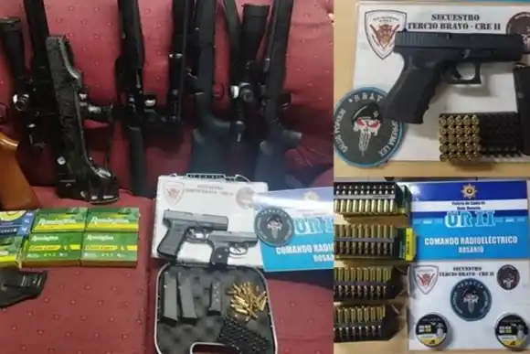 Lo denunciaron por violencia de género y le encontraron un arsenal en su casa: pistolas, municiones, fusiles y rifle