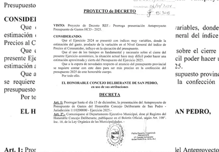 Después del reclamo de la oposición, Pablo Vlaeminck pide prórroga para la presentación del presupuesto