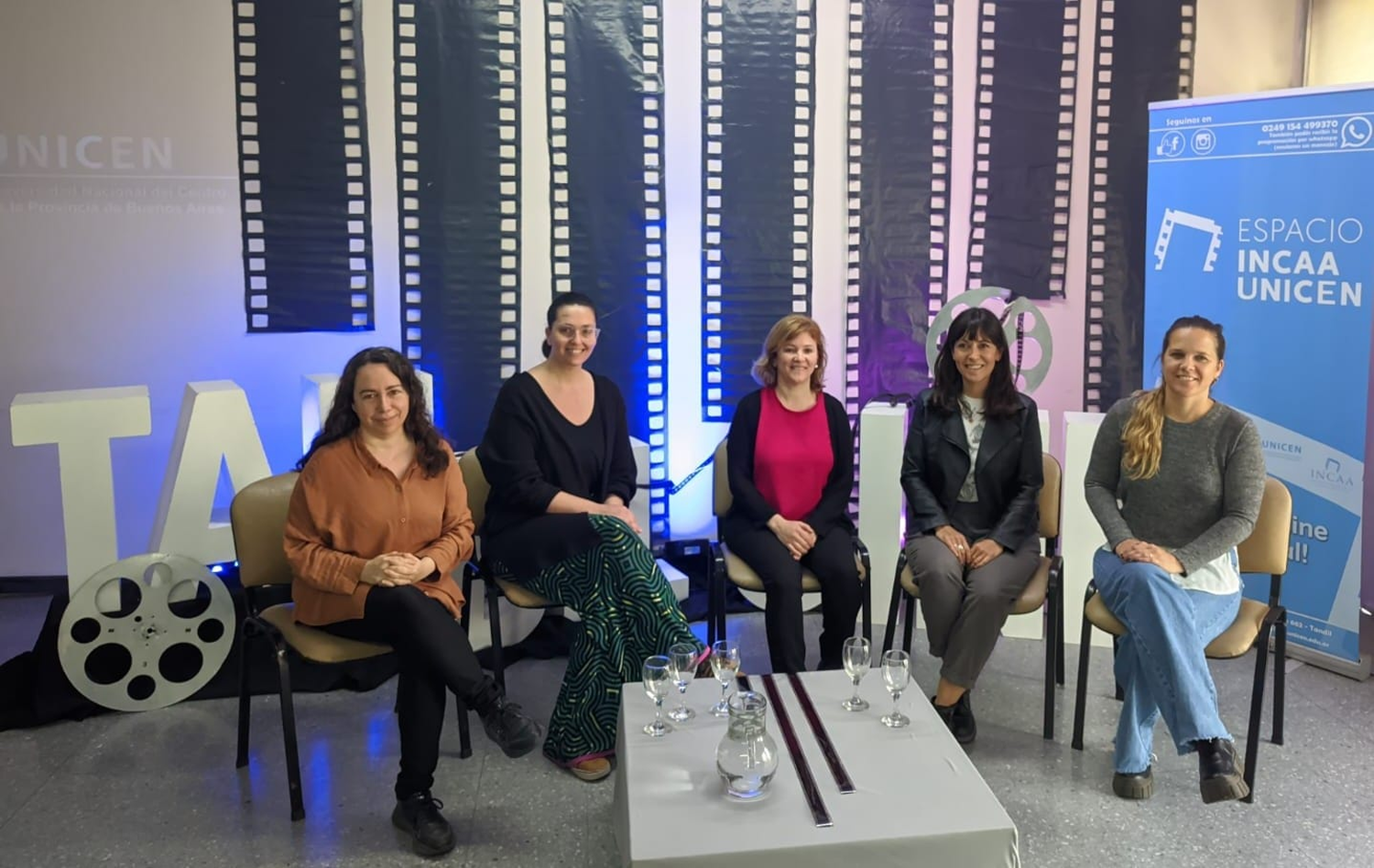 Carla Martínez, Anabela Tvihaug, Micaela Sacconi, Mercedes Guazzelli y Mariana Mendiri, en la presentación del Festival.