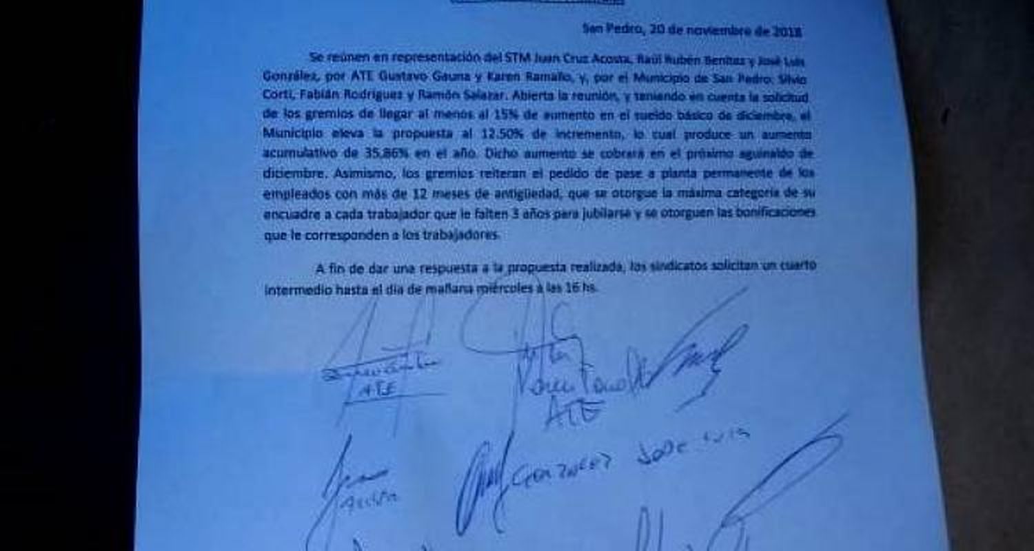 Paritaria municipal: el gobierno ofreció 12,5 % sin bono de fin de año y considerar reclamos de los gremios